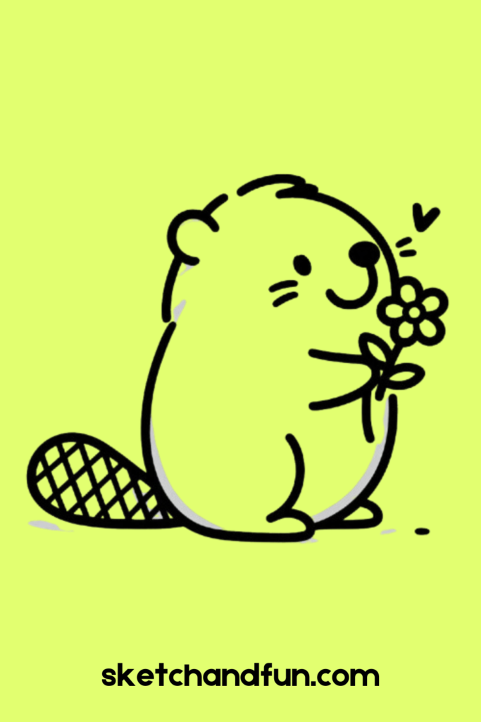 Beaver with a Flower