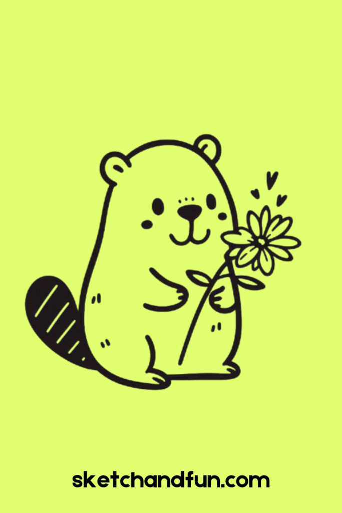 Beaver with a Flower