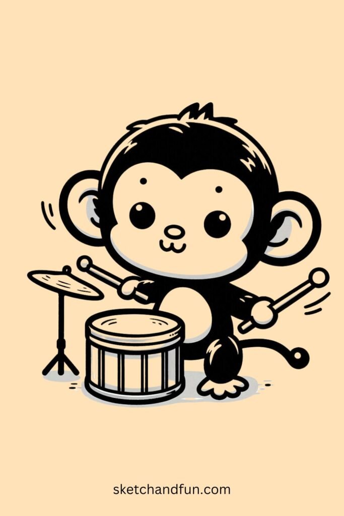 Cute Chimpanzee Playing the Drums 🥁