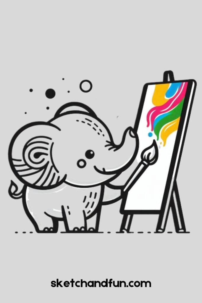 Elephant Painting with its Trunk 🎨