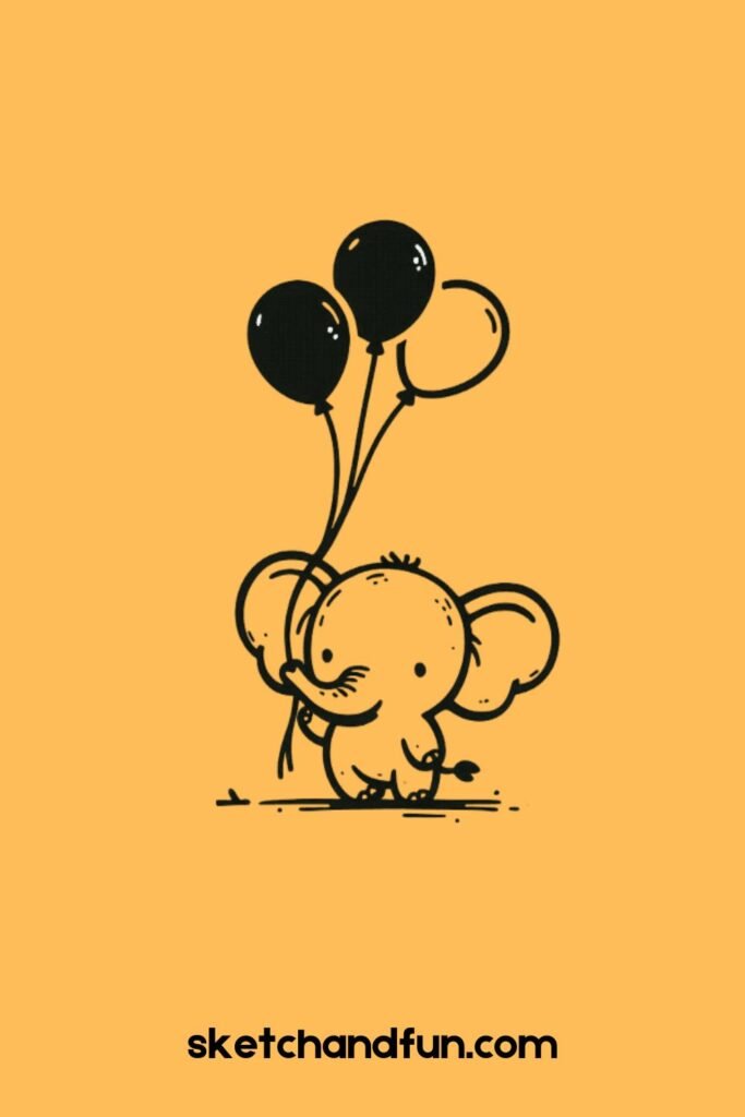 Baby Elephant with Balloons 🎈