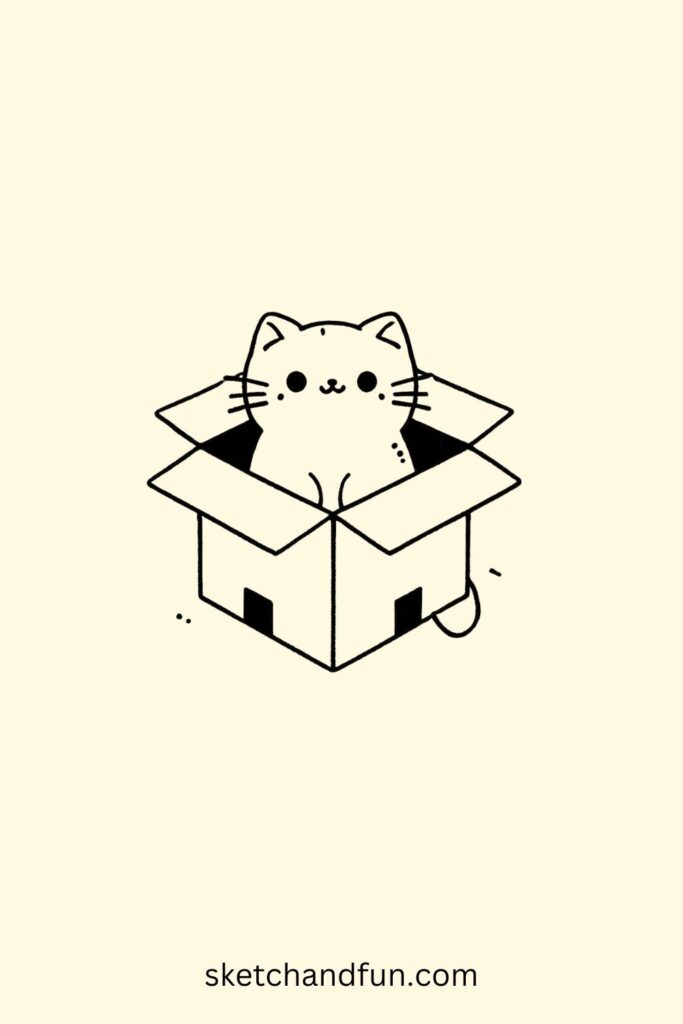 Cat in a Box Easy Drawing Idea