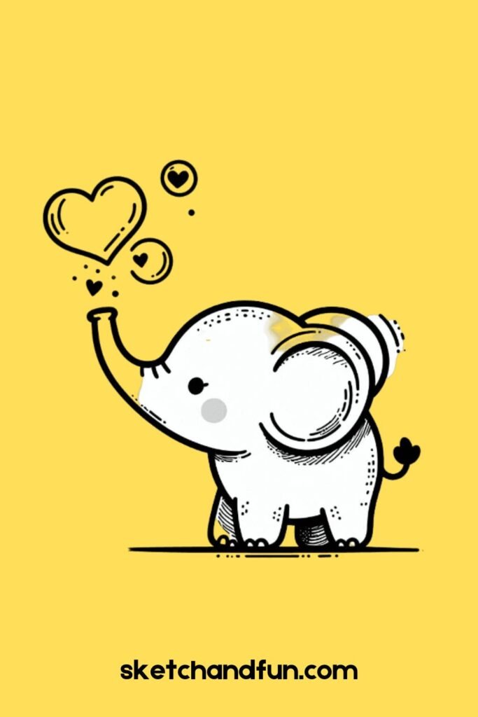 Elephant with Heart Bubbles 💖