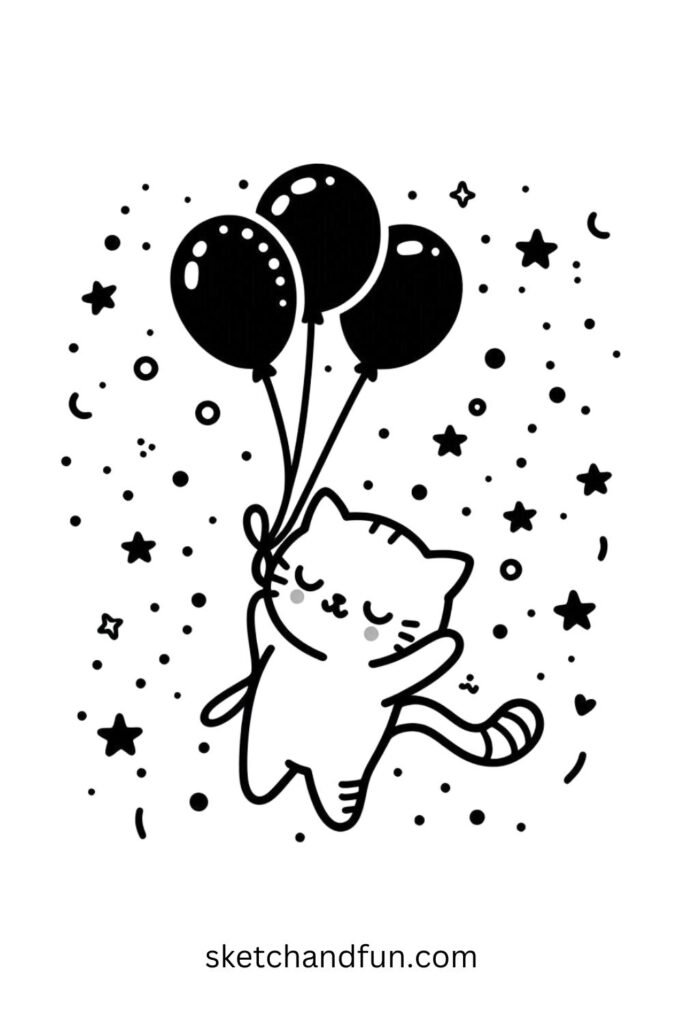 Cute Cat with Balloons 🎈