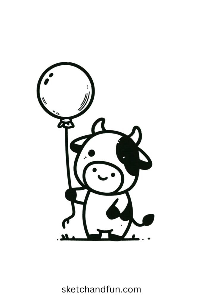 Cute Cow with a Balloon 🎈🐮