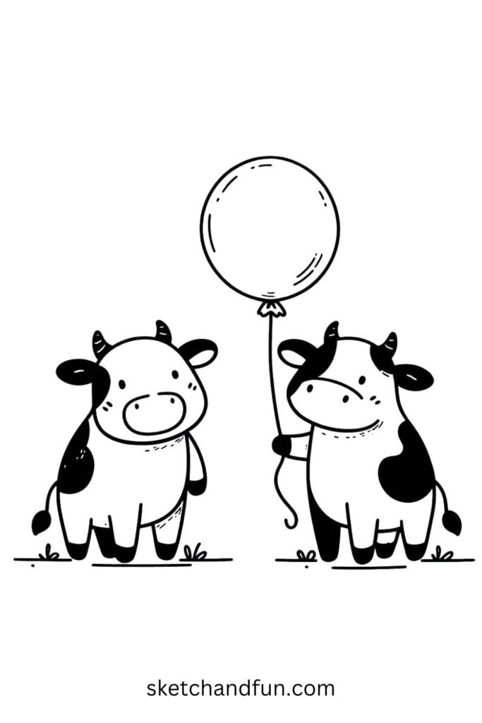 Cute Cow with a Balloon 🎈🐮