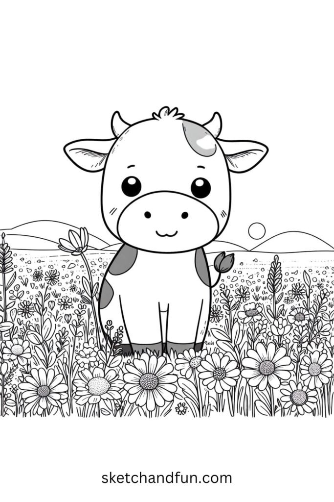 Cow in a Field of Flowers 🌻🐮