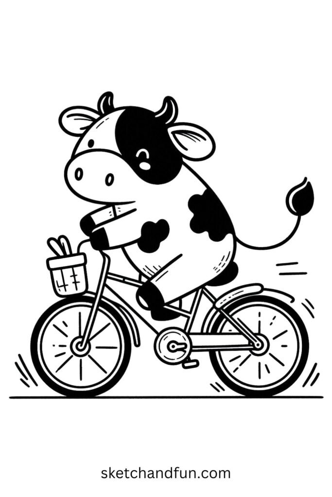 Cute Cow Riding a Bicycle 🚴‍♂️🐮