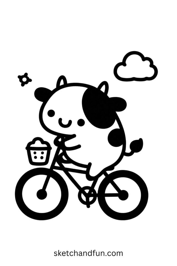 Cute Cow Riding a Bicycle 🚴‍♂️🐮