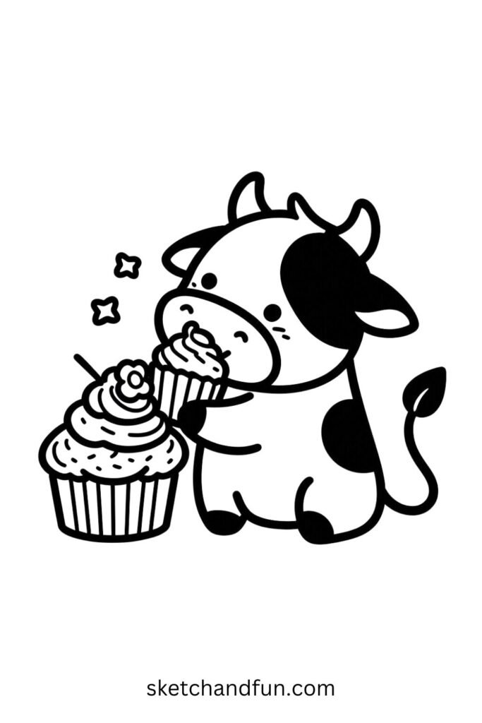 Cute Cow and Cupcake Fun 🧁🐮