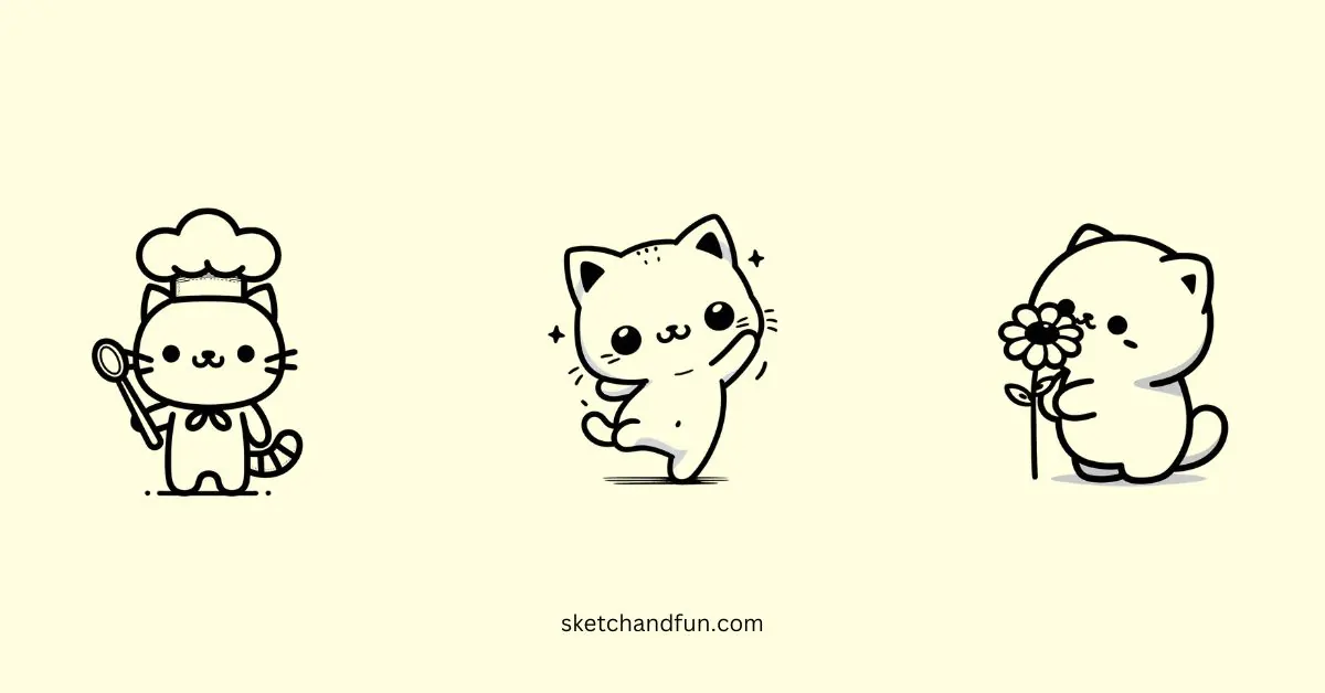 Easy cute cat drawing ideas for kids