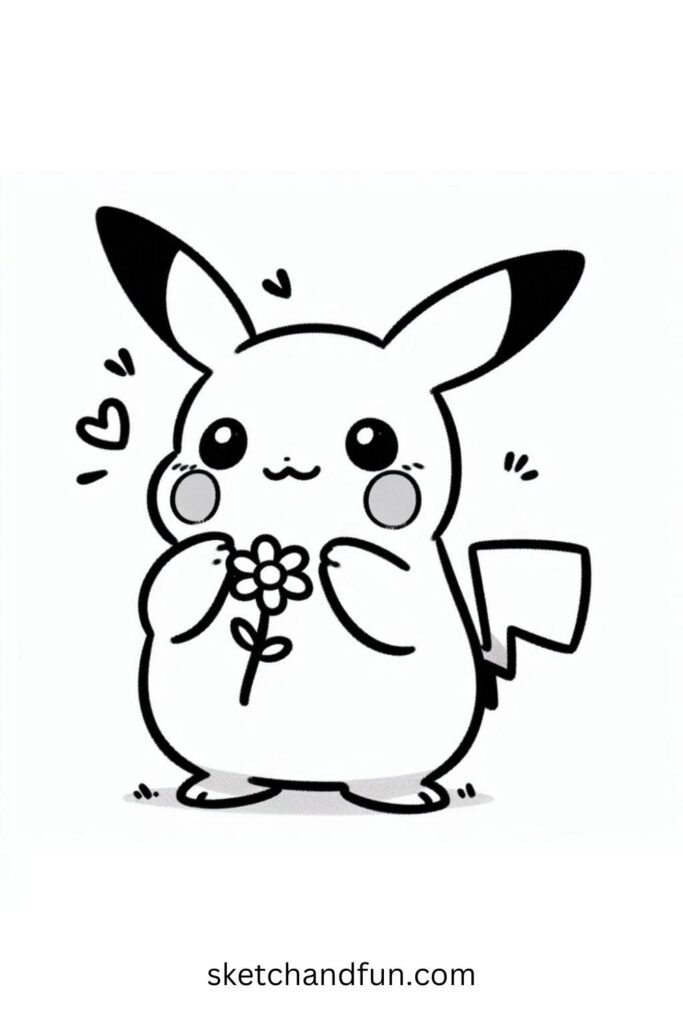 Pikachu Holding a Flower