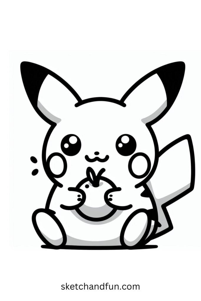 Pikachu Eating a Berry 