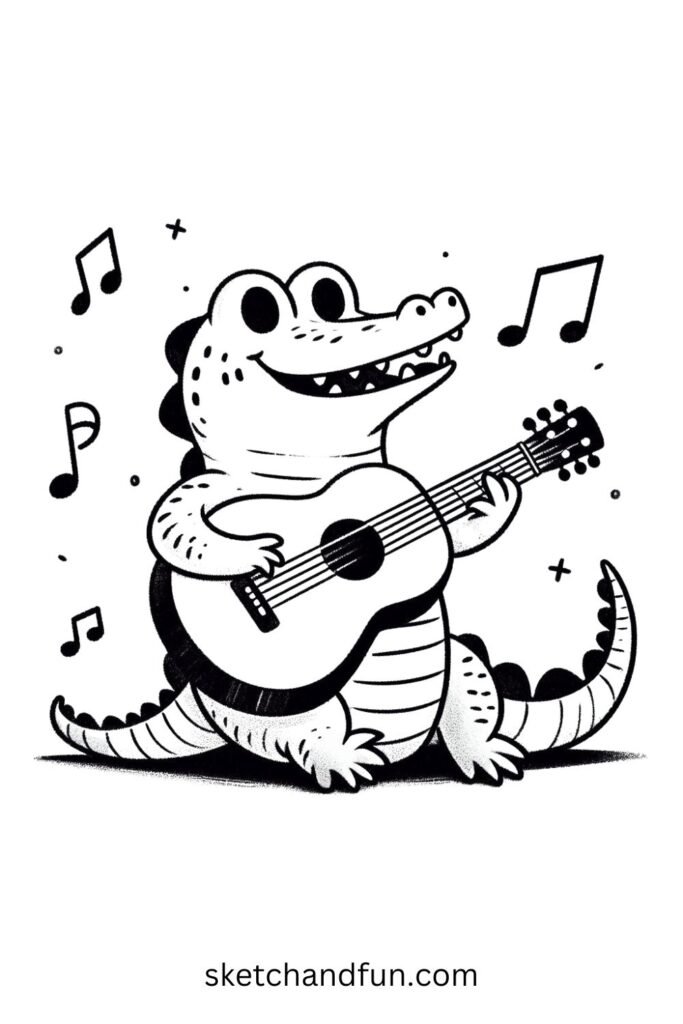 Musical Alligator Drawing 🎸