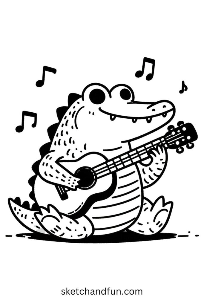 Musical Alligator Drawing 🎸