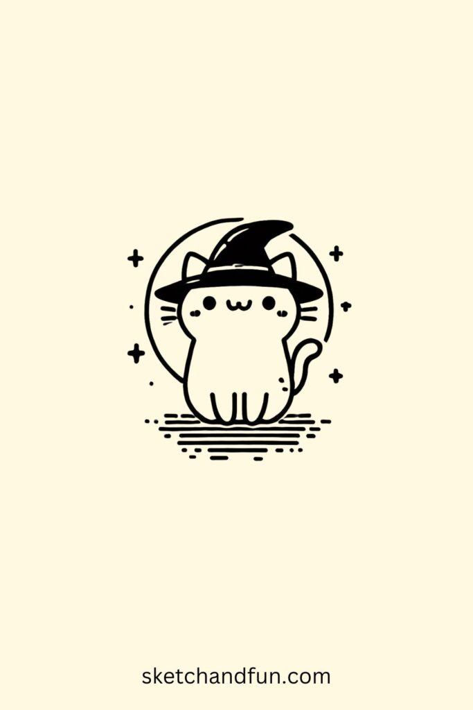 Halloween Cat Drawing Easy