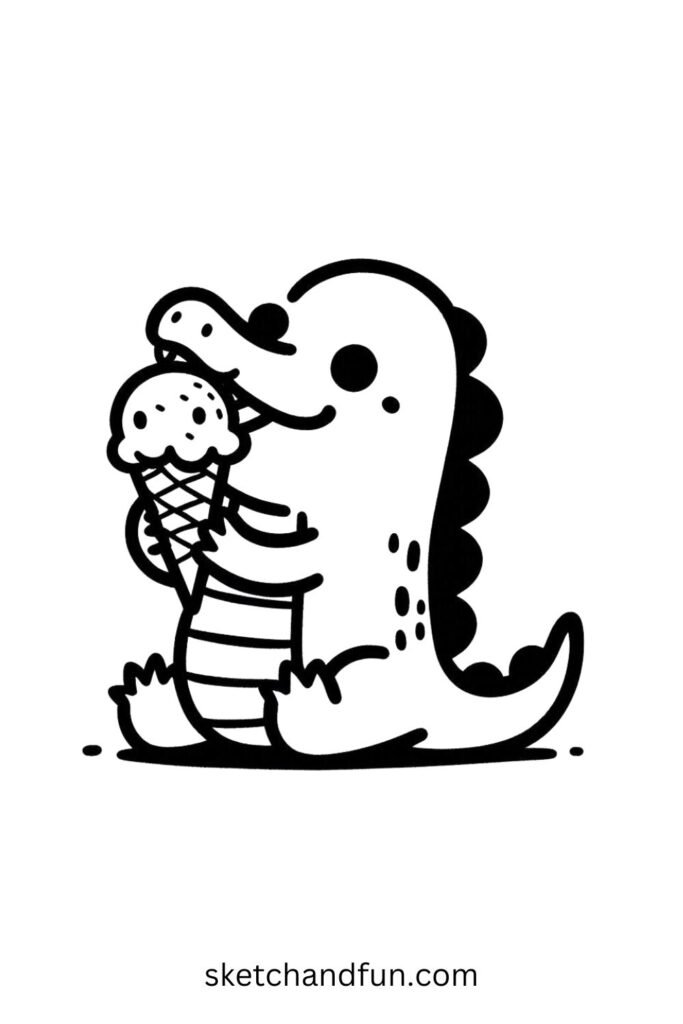 Ice Cream-Loving Alligator 🍦