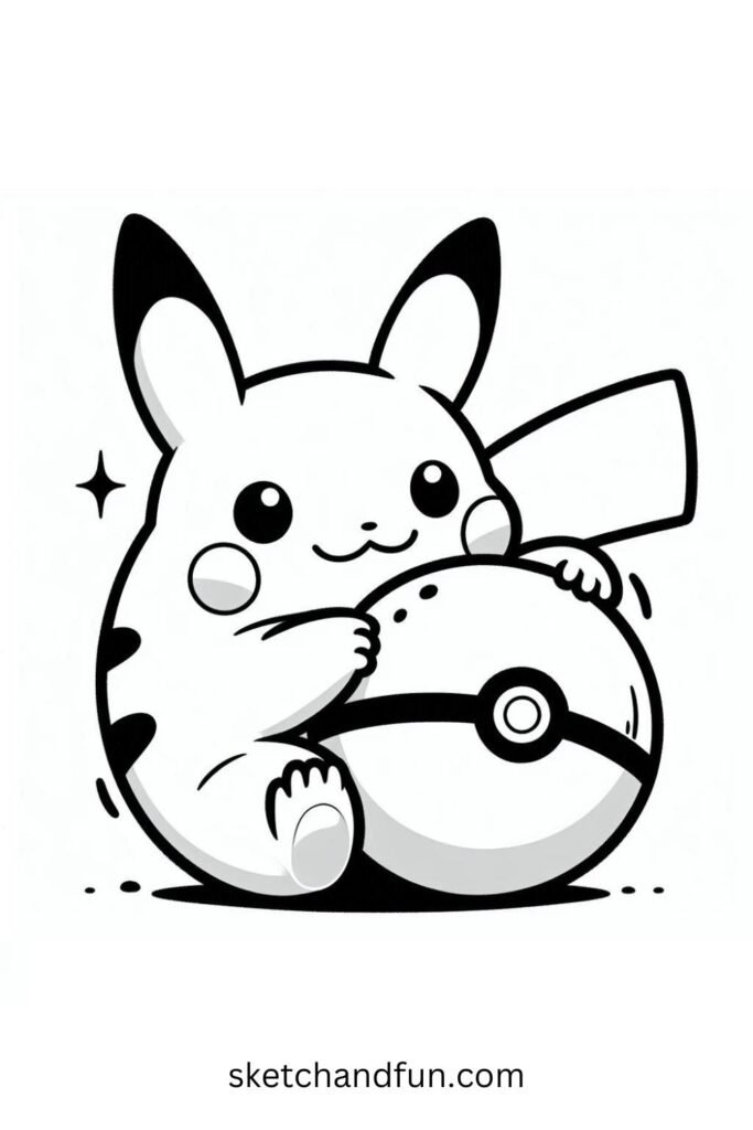 Pikachu Playing with a Pokeball 