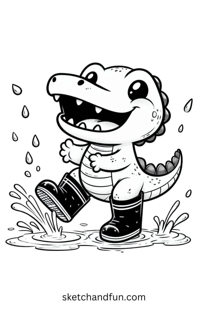 Rainy Day Alligator Drawing🌧️