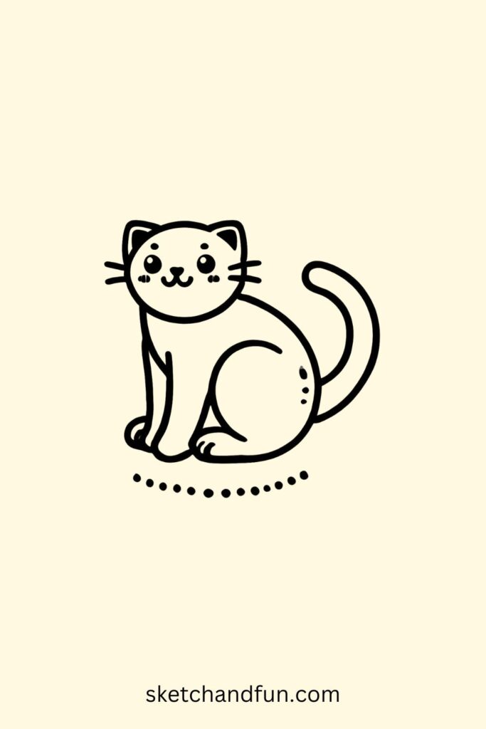 Simple Cat Drawing, Sitting Cat Silhouette Drawing