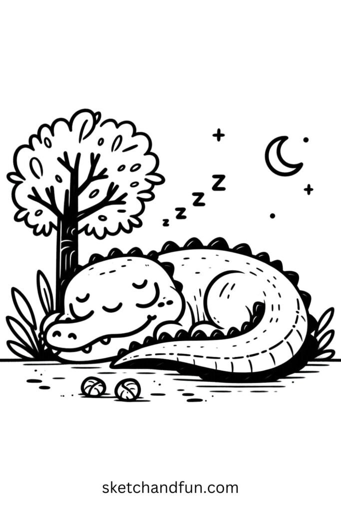 Sleeping Alligator Drawing 💤