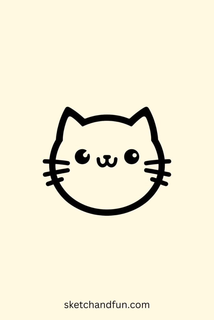 Cute Cat Drawing Easy, Smiling Cat Face Easy Drawing