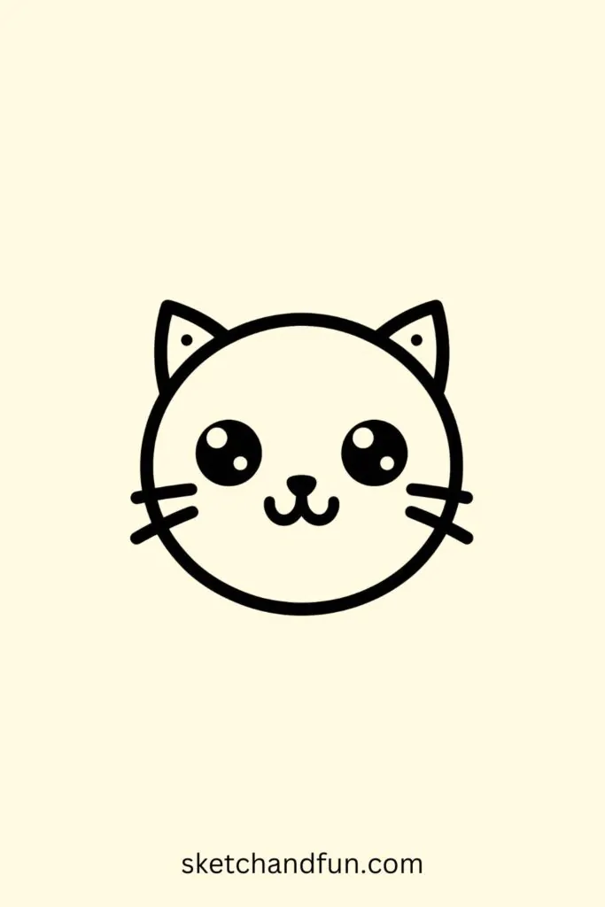 Cute Cat Drawing Easy, Smiling Cat Face Easy Drawing