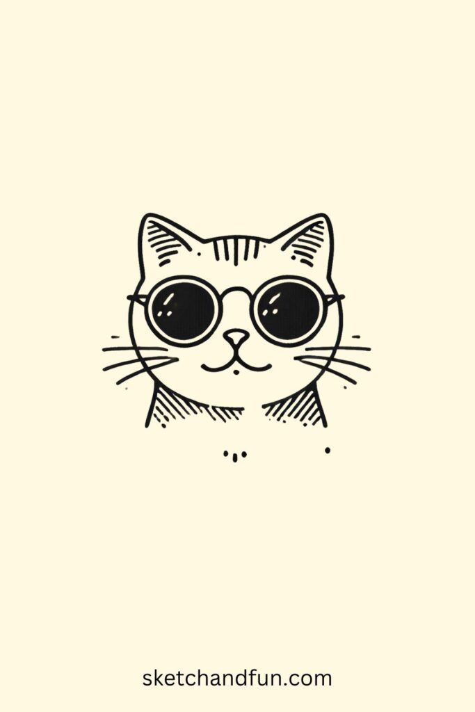 Cool Cat Drawing Idea, Cat with Sunglasses