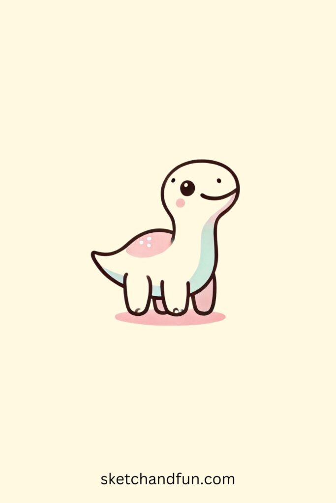 Simple DInosaur Drawing, Baby Dinosaur Brontosaurus 