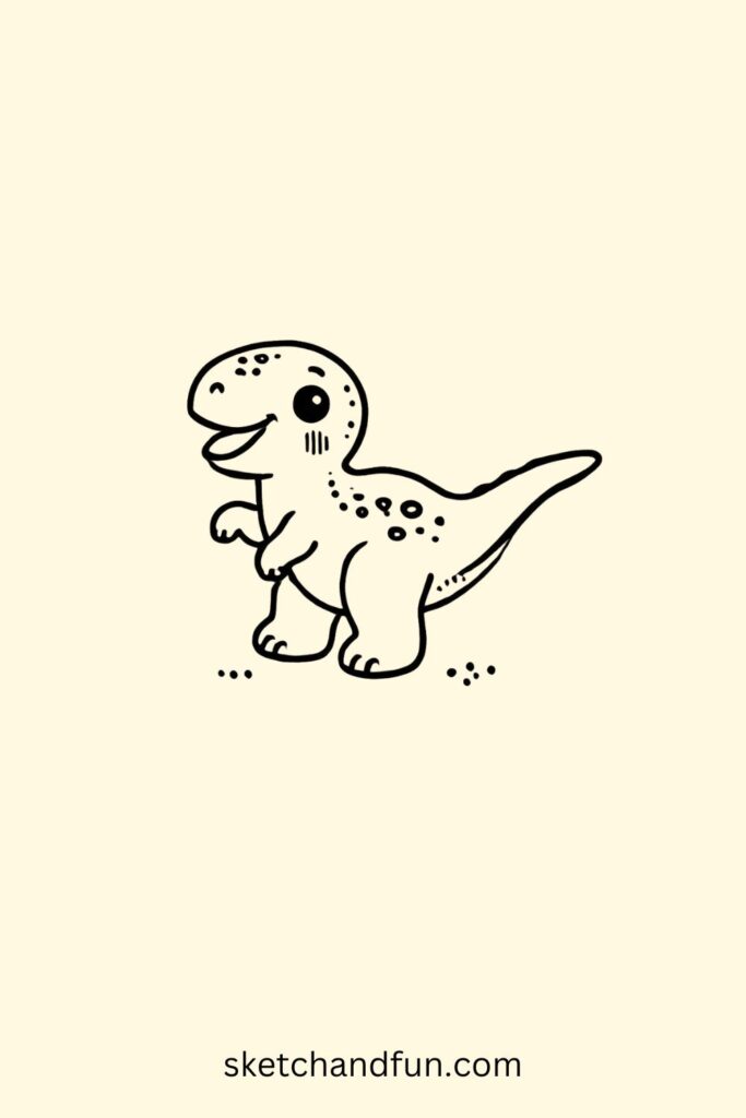 Simple DInosaur Drawing, Baby Dinosaur Brontosaurus 