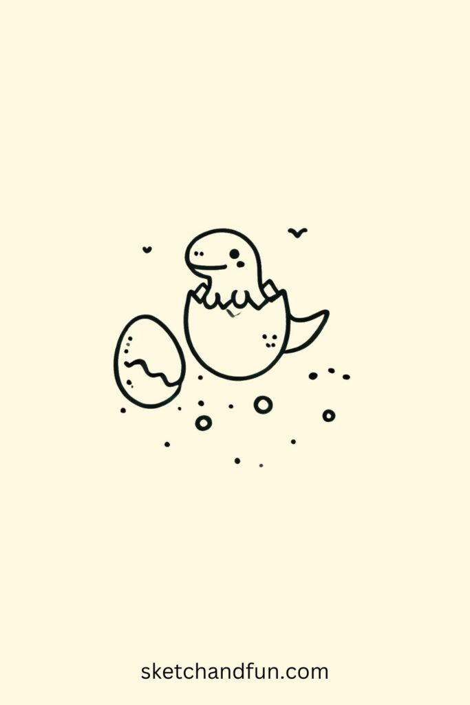 Easy Dinosaur Drawing, Dinosaur Egg Drawing