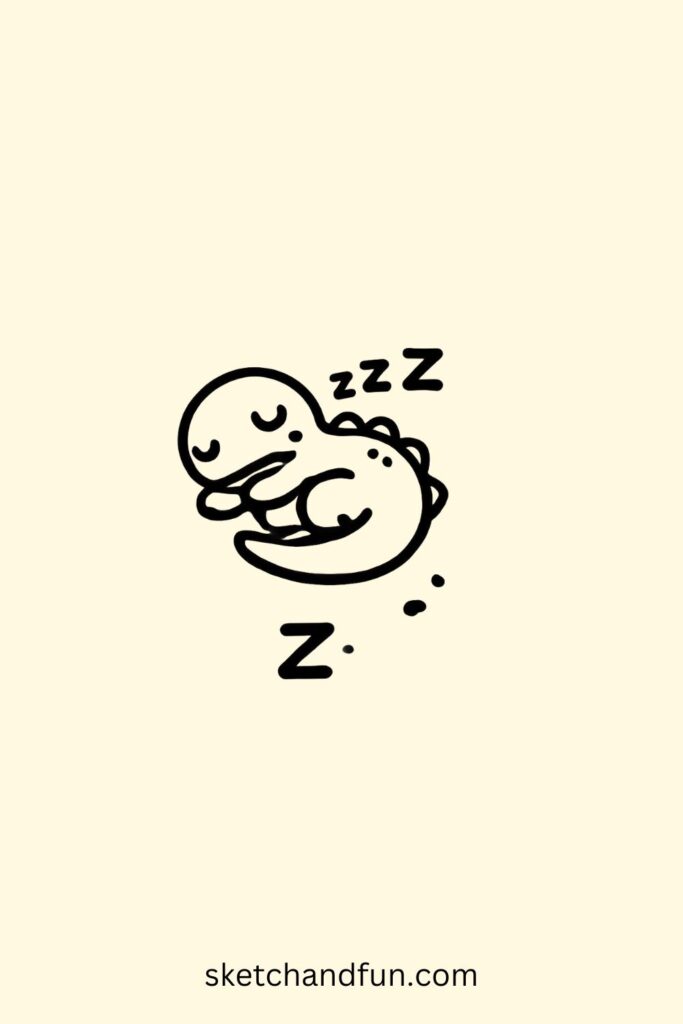 Cute Sleeping Dinosaur Easy Drawing