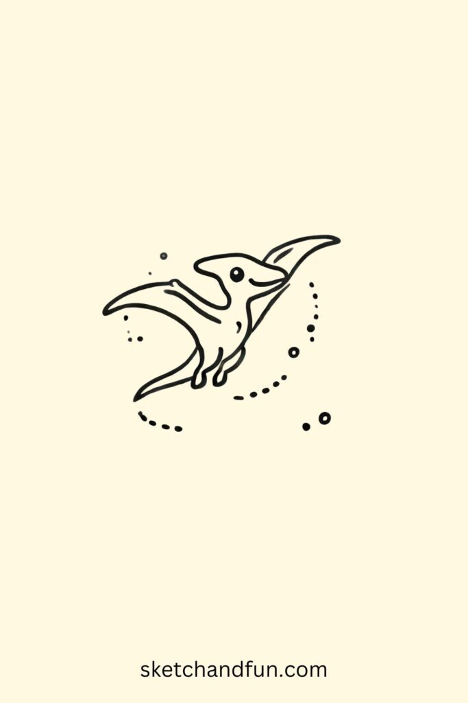 Little Dinosaur Drawing, Flying Pterodactyl Easy Drawing