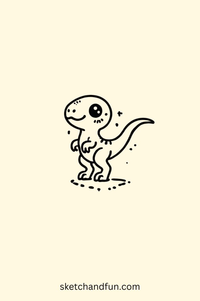 Cute Dinosaur Drawing, Mini Velociraptor Drawing