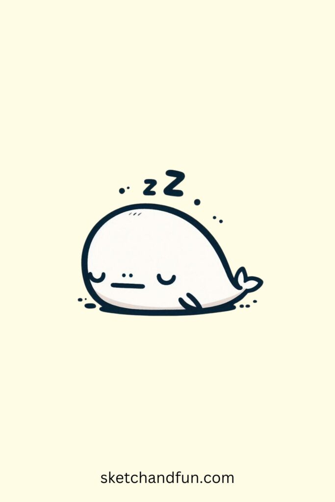 Whale Drawing Easy Cute, Sleeping Whale