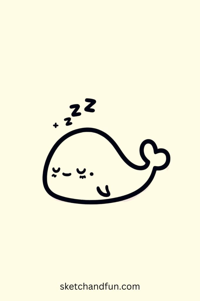 Whale Drawing Easy Cute, Sleeping Whale