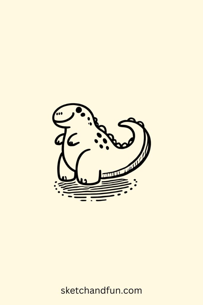 Dinosaur Drawing For Kids, Dinosaur Smiling Drawing