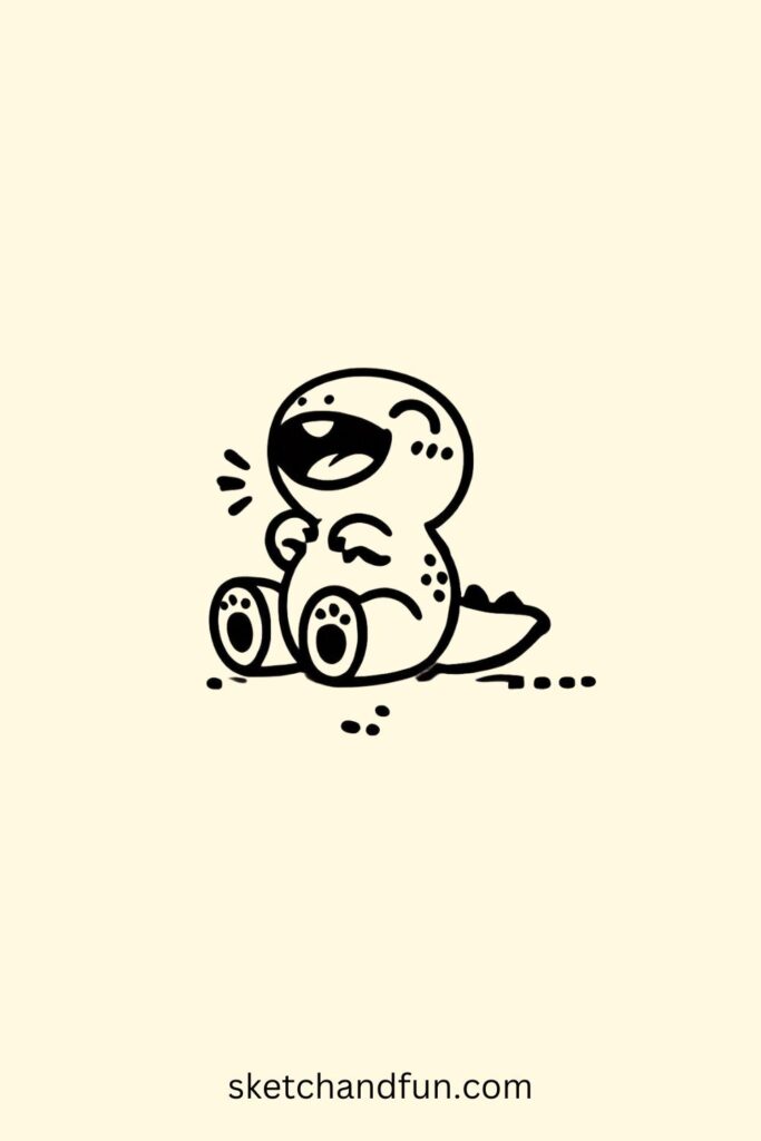 Cute Kawaii Dinosaur Drawing, Laughing Dinosaur 