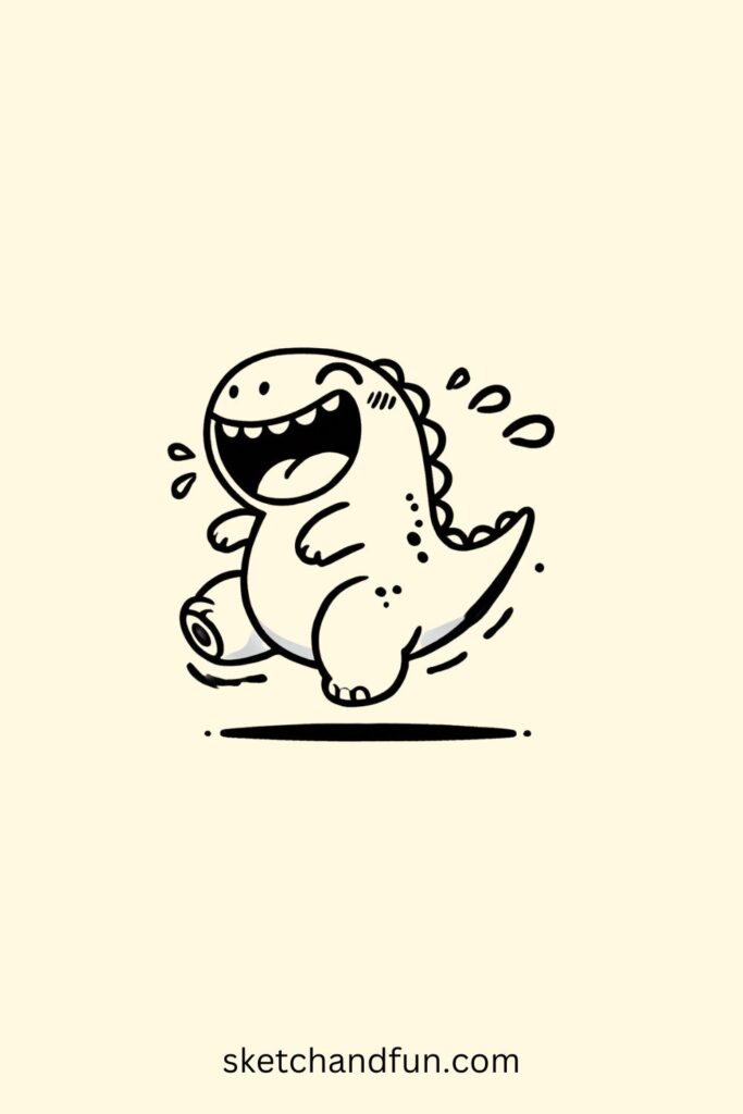 Cute Kawaii Dinosaur Drawing, Laughing Dinosaur Drawing