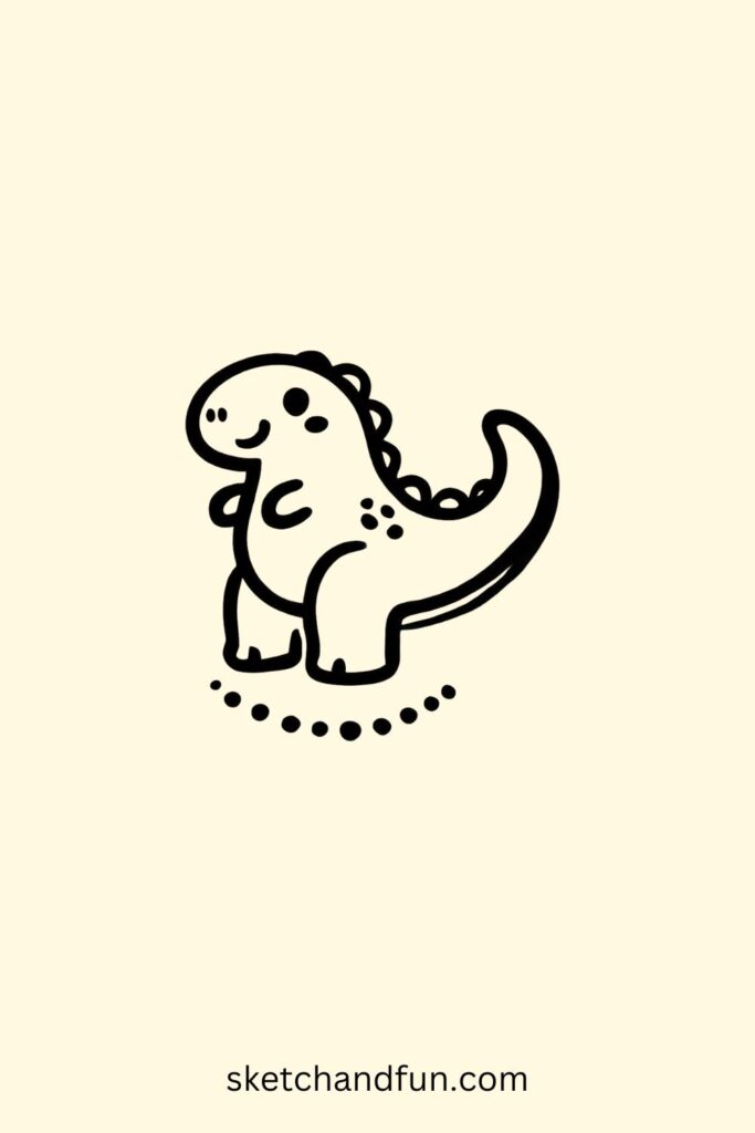 Cute Simple Dinosaur Drawing, Dinosaur Silhouette