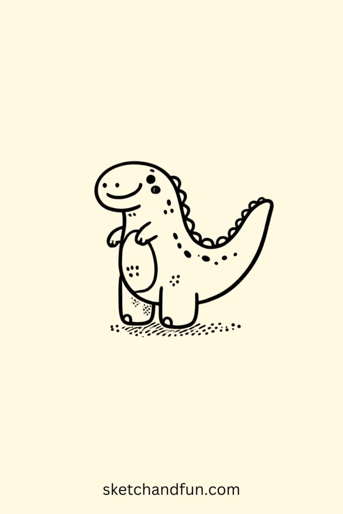 Dinosaur Drawing For Kids, Dinosaur Smiling Drawing