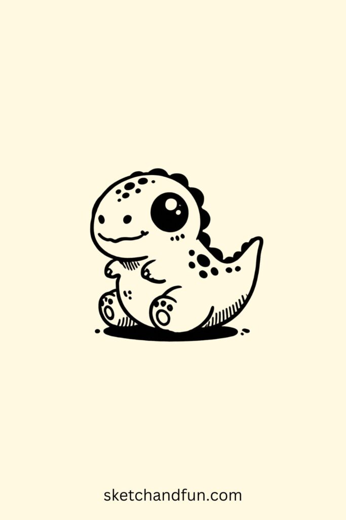 Easy Cute Baby Dinosaur Drawing For Kids