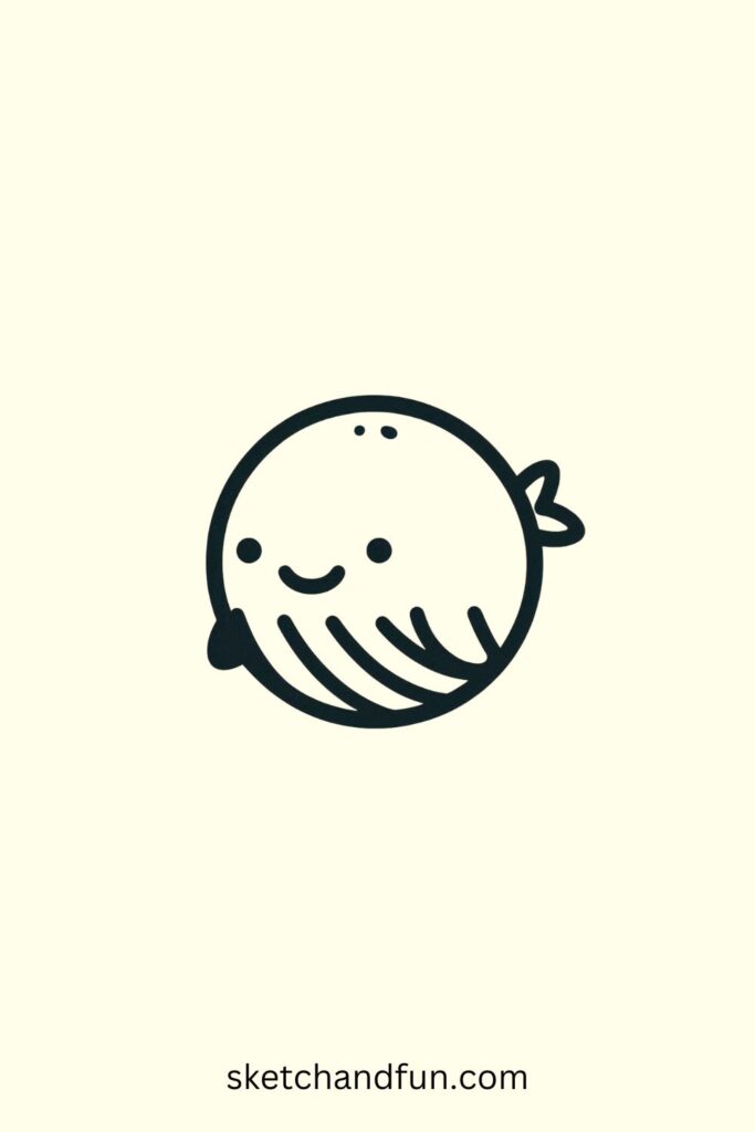 Whale Drawing Easy, Smiling Whale