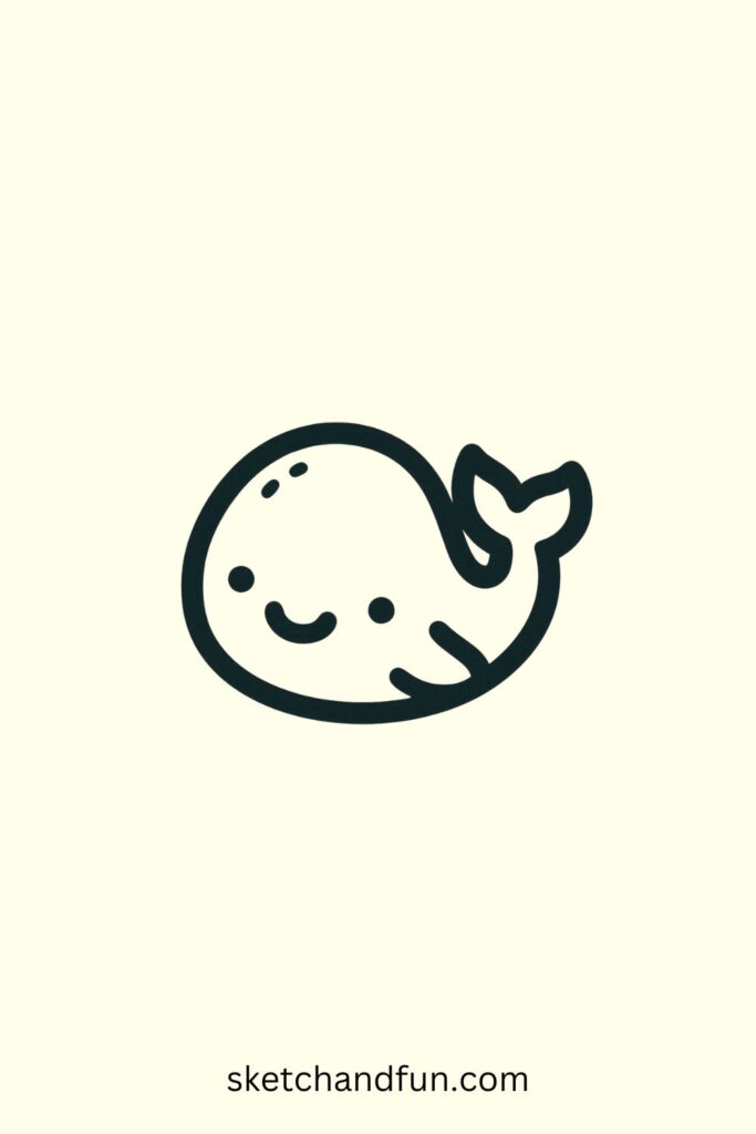 Whale Drawing Easy, Smiling Whale