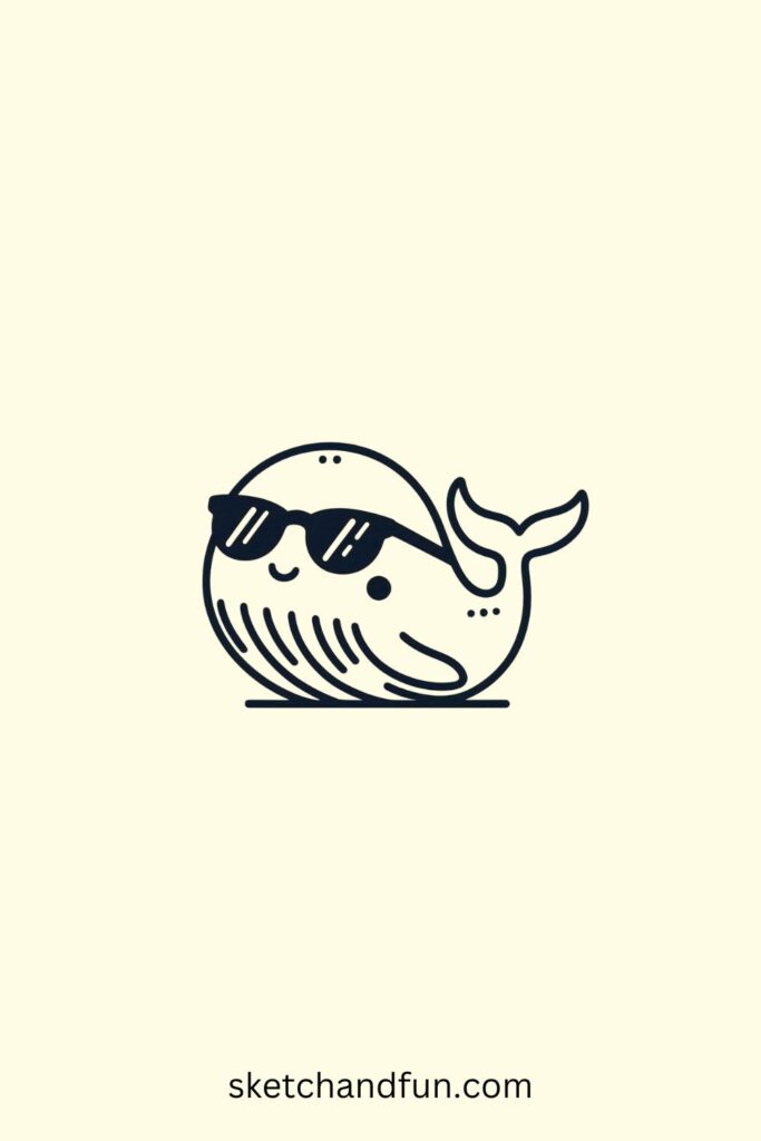Cool Whale Drawing, Whale with Sunglasses