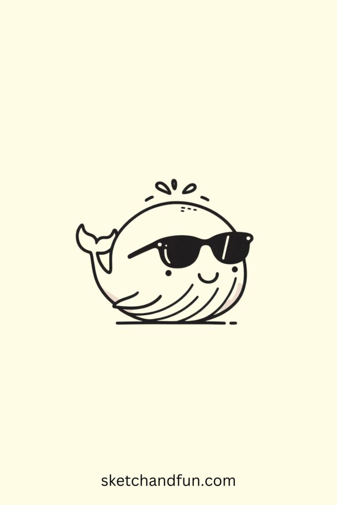 Cool Whale Drawing, Whale with Sunglasses