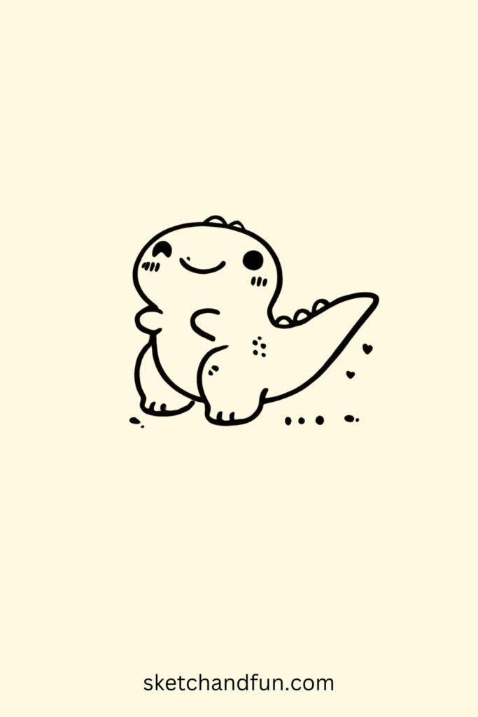 Kawaii Dino Drawing, Tiny T-Rex Easy Drawing