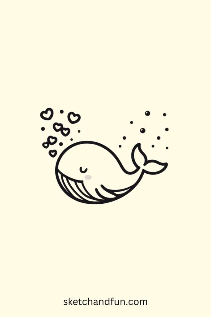Whale Drawing For Kids, Whale Blowing Bubbles
