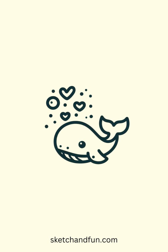 Whale Drawing For Kids, Whale Blowing Bubbles