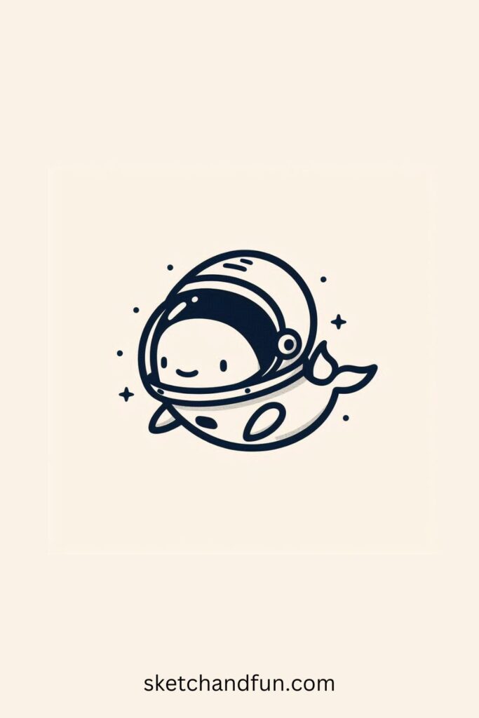 Whale Drawing Realistic, Whale in a Spacesuit